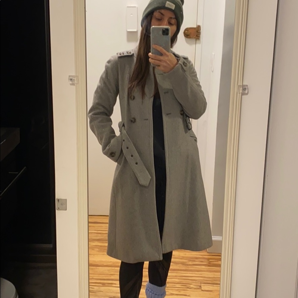 French connection grey pea coat. So chic!!